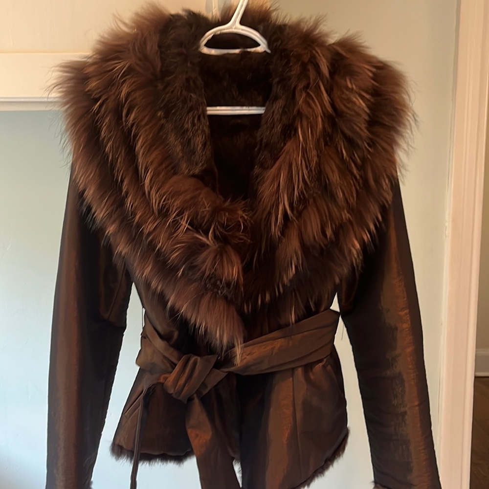 Dale Dressin Genuine Fur Reversible Wrap Coat